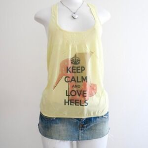 neon yellow keep calm and love heels tank